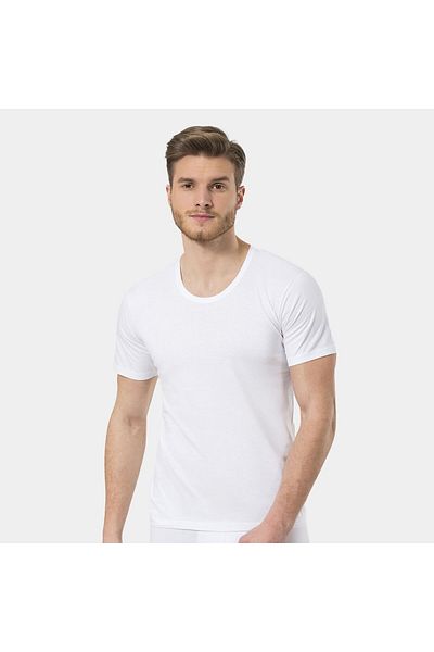 TÜREN Türen Men's 2-Piece Combed Cotton Crew Neck (Light) Undershirt 101/White