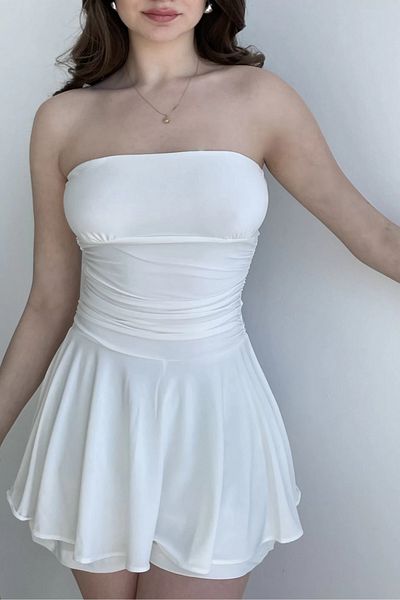 MOZENA Strapless Mini Dress with Shorts