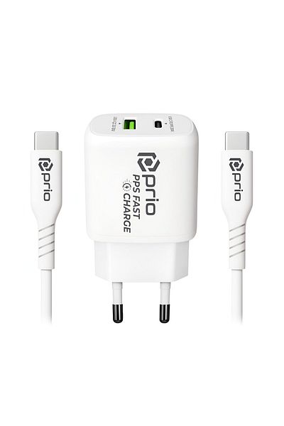 Prio Wall Charger Usb-c & Usb-a, 30w Charging, 5gbps Transfer, White