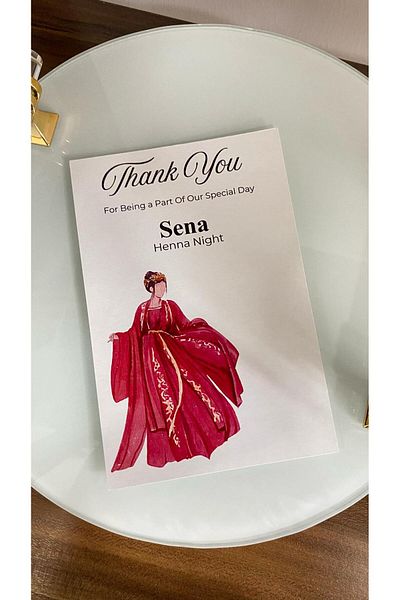 ARLetikettasarım Henna Night Red Dress Card 8X12 cm 63 Pieces - Arletikettasarım