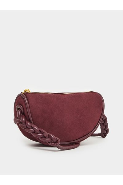 Styli Plain Half Moon Shaped Crossbody Bag with Braided Knot Strap