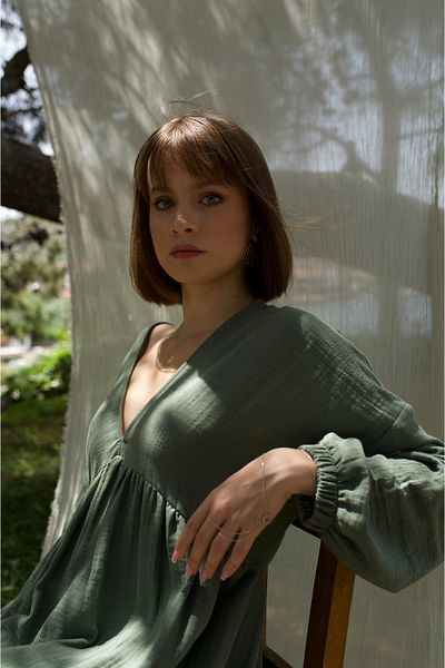 Tfifty Rochie lungă cu mânecă lungă, boemă, din bumbac