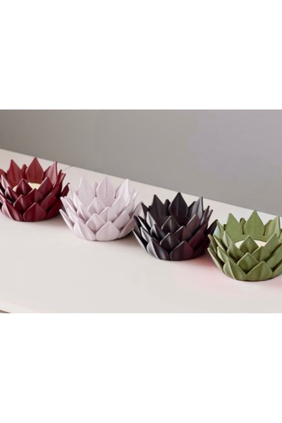 lysiaaccessory Lotus Çiçeği Tasarımlı Tealight Mumluk Seti