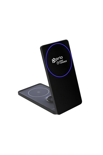Prio Încărcător wireless 3 în 1, încărcător magnetic, USB-C inclus 1,2 m, negru