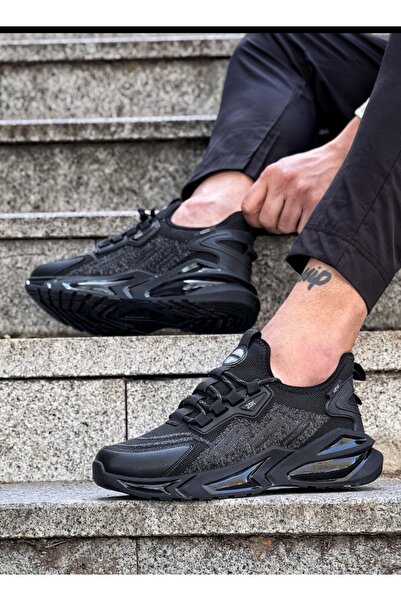 Furkan Fkn Shoes Siyah Erkek Günlük Balon Taban Ortopedi Sneaker Ayakkabı