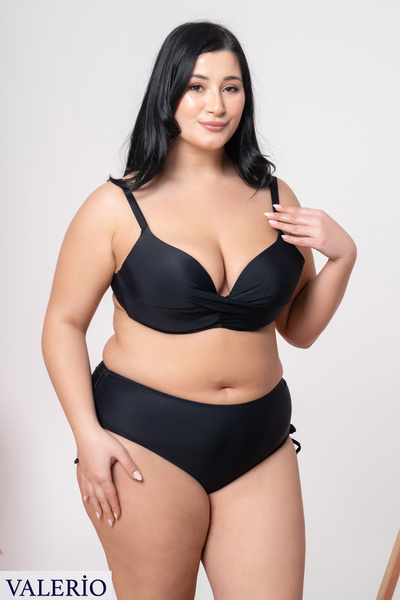 valerio Siyah kruvaze büyük beden bikini takımı