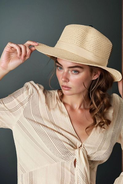bacc Beige Wide Straw Hat Bcnsv-2514390