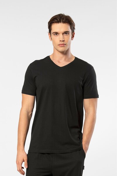 Cacharel Чоловіча футболка з V-подібним вирізом 2170/Чорна