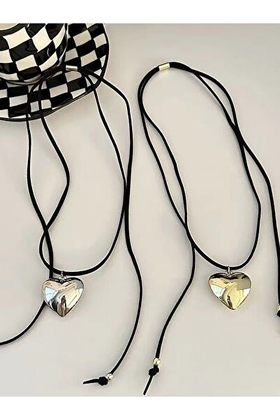 Take Two By Styli Set of 2 - Heart Pendant Necklace with Tie Closure
