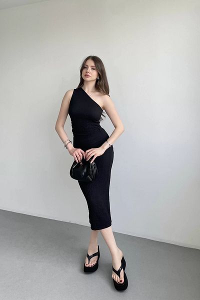 MOZENA Single Shoulder Seersucker Fabric Skirt Set of 2