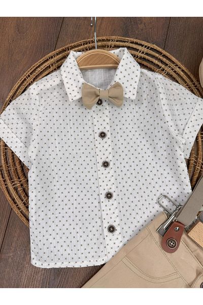 Bolly Baby Linen Cotton Bow Tie Suspender Belt Hat Shirt Shorts 6-24 Months Summer Baby Boy Set
