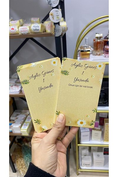 ARLetikettasarım Daisy Patterned Birthday Keychain and Gift Card 9,5X15 cm - Arletikettasarım