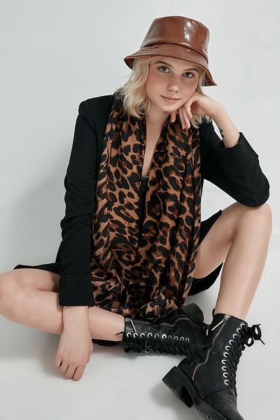 bacc Brown Leopard Patterned Shawl Bcnsv-2510862