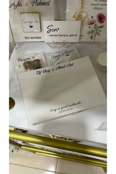 ARLetikettasarım Promise, Henna, Engagement, Wedding Gift and Table Card Invitation 9,5X15 cm 49 Pieces - Arletikettasarım
