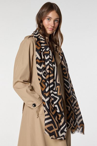 bacc Black Stripe Patterned Shawl Bcnsv-2515059