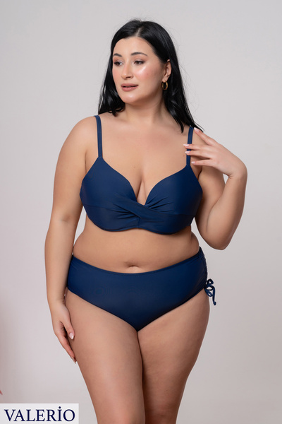 valerio Lacivert kruvaze büyük beden bikini takımı