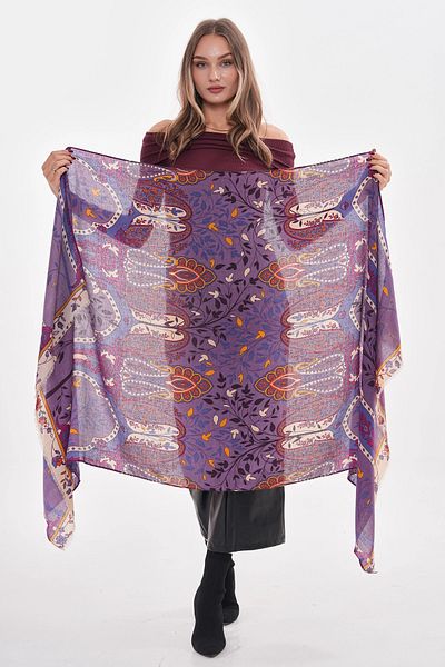 bacc Purple Authentic Patterned Shawl Bcnsv-2515215