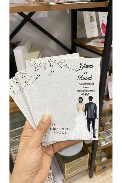 ARLetikettasarım Wedding Souvenir Card 9,5X15 cm 49 Pieces Promise, Henna, Engagement, Wedding Organization - Butiksosyal