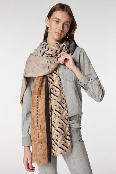 bacc Ecru Ethnic Patterned Shawl Bcnsv-2515094