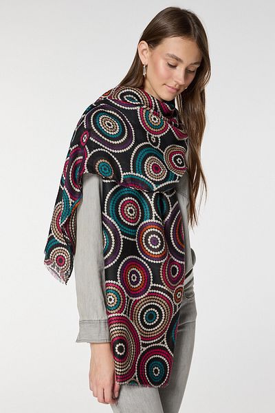bacc Black Ring Patterned Shawl Bcnsv-2515057