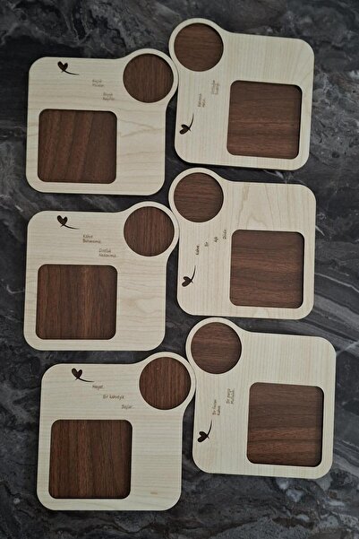 Kutaydan 6 Pieces First Class Wood Laser Cut Cups and Coffee Coasters