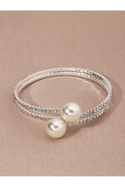 Take Two By Styli Embellished Faux Pearl Bangle