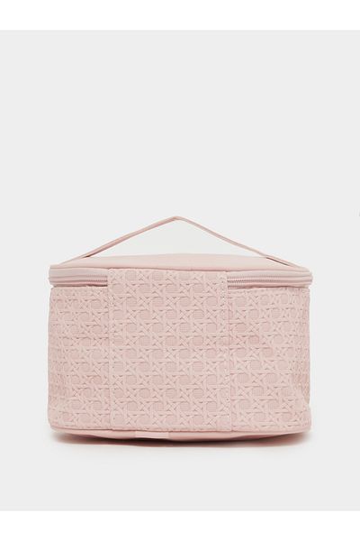 Styli Ratan Weave Design Washbag with Zip-Around Closure