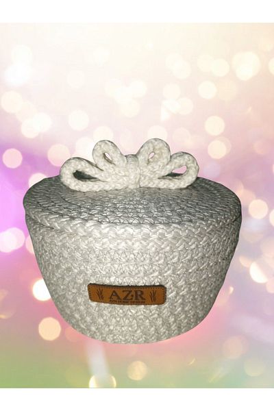 AZR HOME DESİGN Jute Rope Gray Basket Candy Bowl Decor