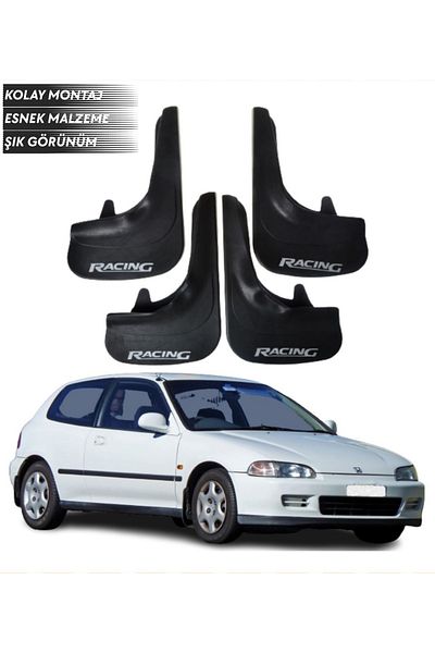 SONİKON LİNE Honda Civic 1992-1995 Compatible Racing Written 4-Piece Mudguard Mudguard Dust Cover Modified