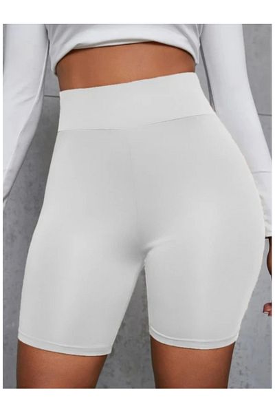FAB Women's Ecru Sports Shorts High Waist Firming Lycra Diving Tights