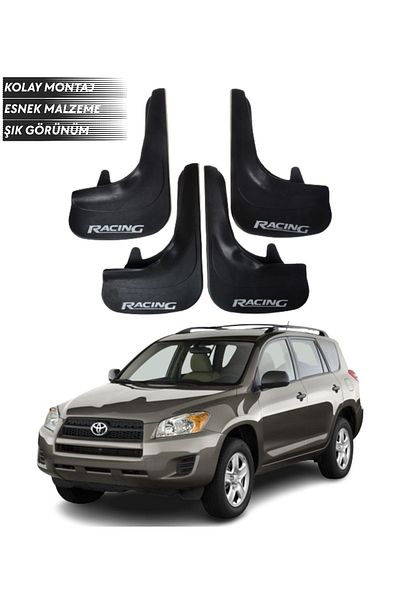 SONİKON LİNE Racing Written 4-Piece Fender Mudguard Dust Cover Compatible with Toyota Rav 4 All Cases Modified