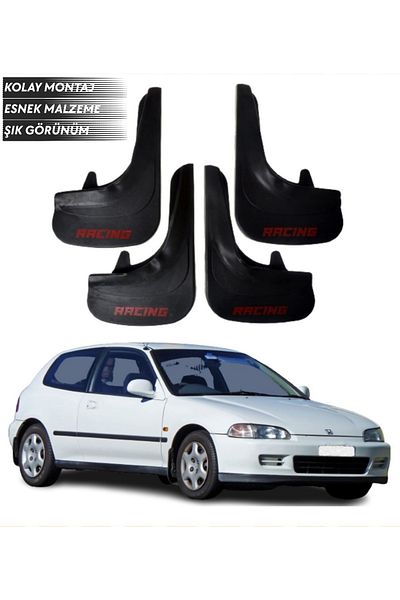 SONİKON LİNE Honda Civic 1992-1995 Compatible Racing Written 4-Piece Mudguard Mudguard Dust Cover Modified