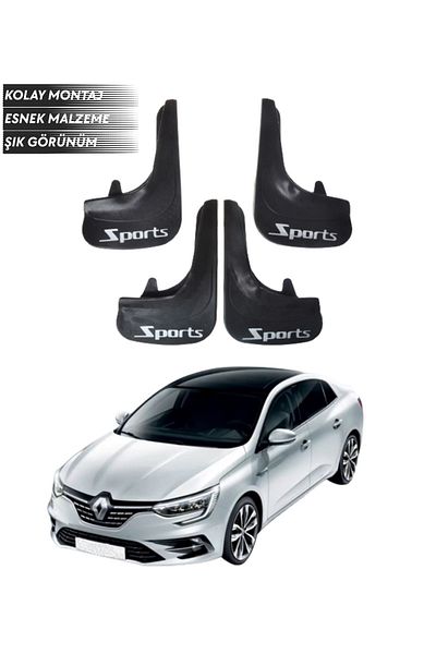 SONİKON LİNE Renault Megane 4 Sd 2016-2021 Compatible Sports Written 4-Piece Mudguard Mudguard Dust Cover Modified
