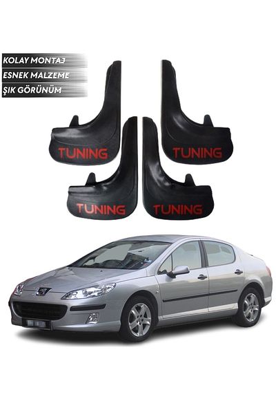 SONİKON LİNE Peugeot 407 Compatible Tuning Written 4-Piece Fender Mudguard Dust Cover Modified