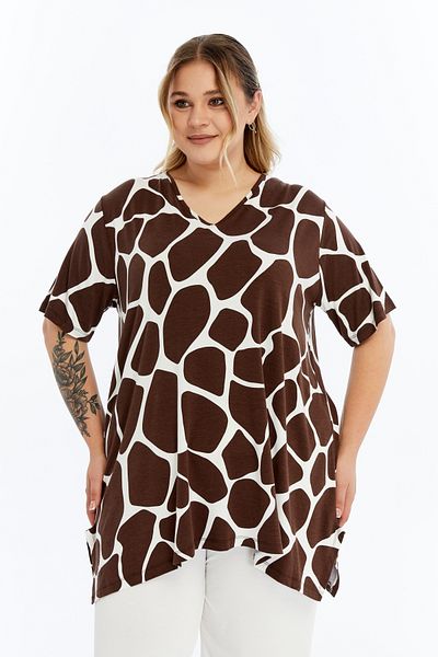 THE CABIN Women's Plus Size Short-Sleeved Slit Tunic