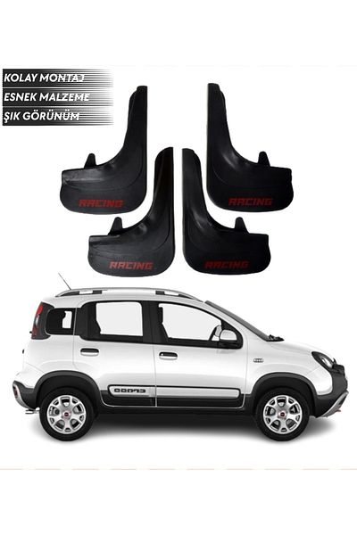 SONİKON LİNE Fiat Panda Compatible Racing Written 4-Piece Fender Mudguard Dust Cover Modified