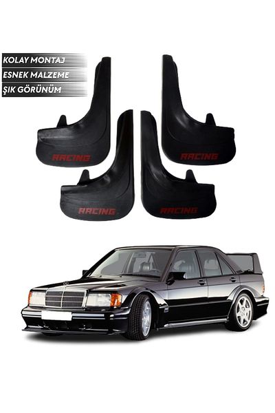 SONİKON LİNE Mercedes 190 E Compatible Racing Written 4-Piece Fender Mudguard Dust Cover Modified