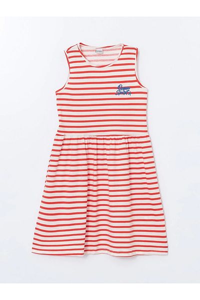 LC Waikiki LCW Kids Red Crew-Neck Girl's Dress