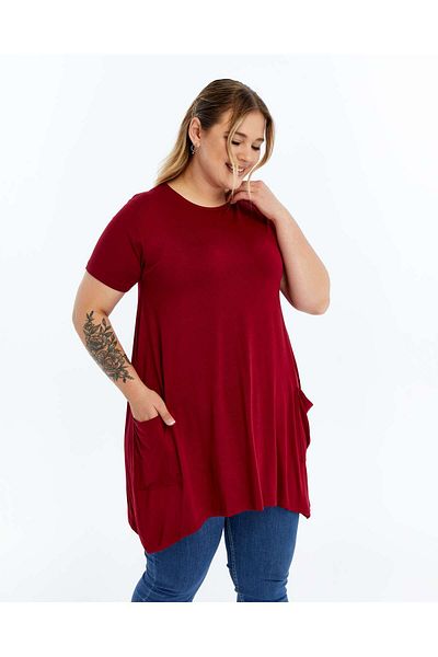THE CABIN Women's Large Size Patterned Pocket Tunic