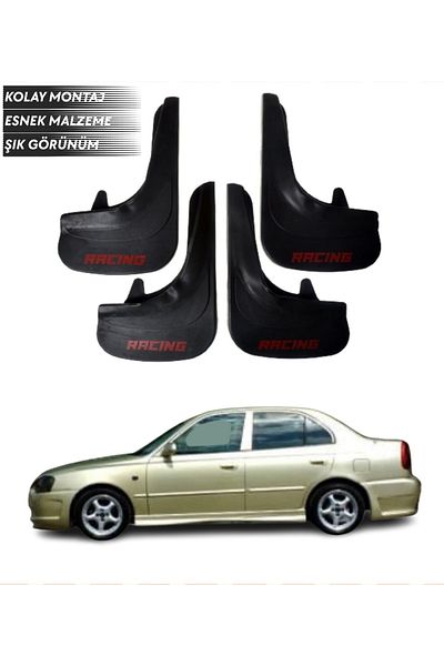 SONİKON LİNE Hyundai Accent Millennium Compatible Racing Written 4-Piece Fender Mudguard Dust Cover Modified