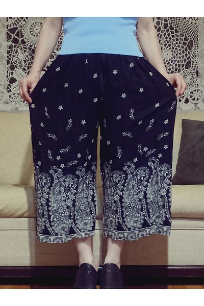 hoaryage Relax Waist Laced Viscose Capri Trousers 100% Cotton, Viscose Push Short Trousers Length 80 cm