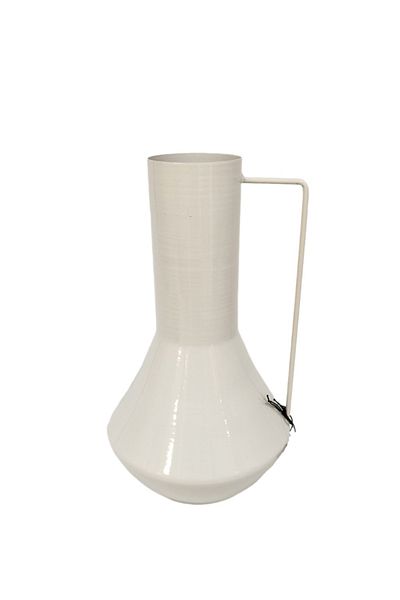 Living Abstract design steel vase, glossy white color, 29 cm