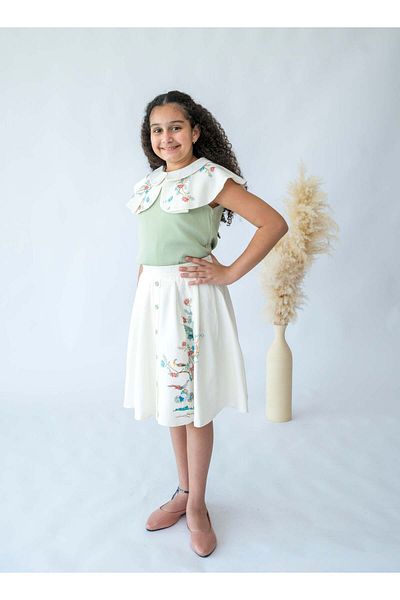 Stayele Blossom Breeze Embroidered Skirt Set