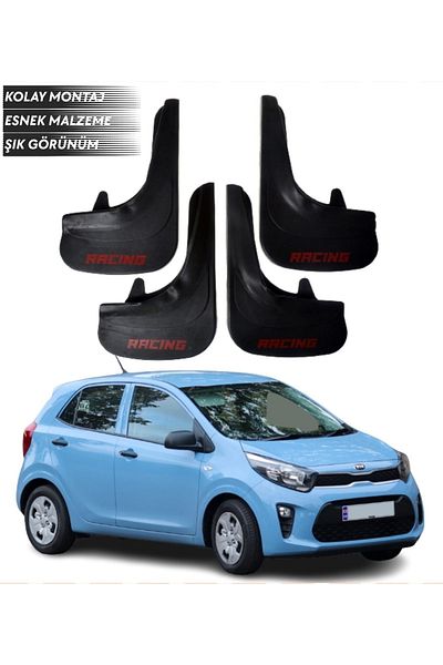SONİKON LİNE Kia Picanto Compatible Racing Written 4-Piece Fender Mudguard Dust Cover Modified