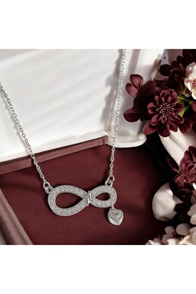 rafiel Sonsuz Aşk: Zirkon Taşlı Kalp Detaylı Sonsuzluk Çelik Kolye