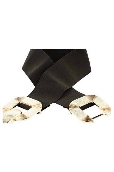 Paçuli Moda حزام مطاطي بإبزيم مخطط للنساء 20101