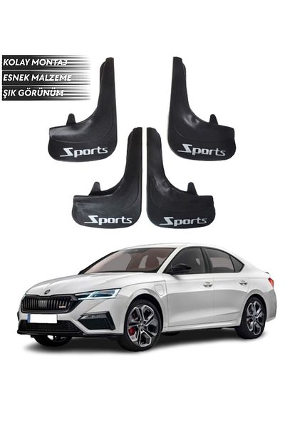 SONİKON LİNE Skoda Octavia Compatible Sports Written 4-Piece Fender Mudguard Dust Cover Modified