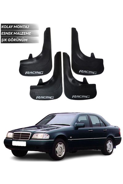 SONİKON LİNE Mercedes C Compatible Racing Written 4-Piece Fender Mudguard Dust Cover Modified