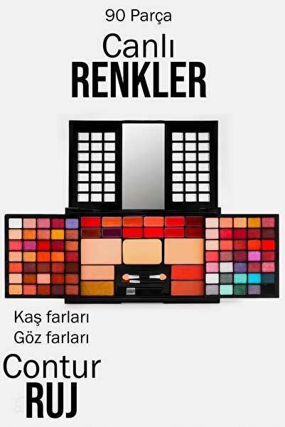 MAQYA KOZMETİK Sıcak Ve Işıltılı Ton 90'lı Far Kontür Paleti Makyaj Paleti (Ç...