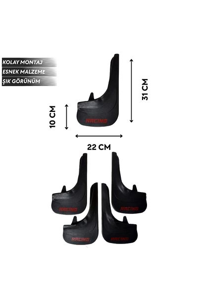 SONİKON LİNE Fiat Tipo Compatible Racing Written 4-Piece Mudguard Mudguard Dust Cover Modified